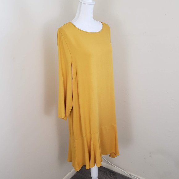 JustFab Flounce Hem Shift Dress Yellow Size XXL - Picture 4 of 11